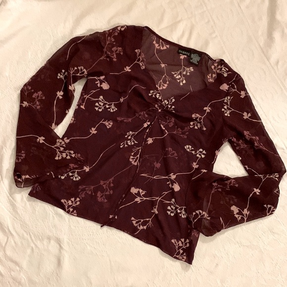 Sheer Floral Bell Sleeve Boho Blouse